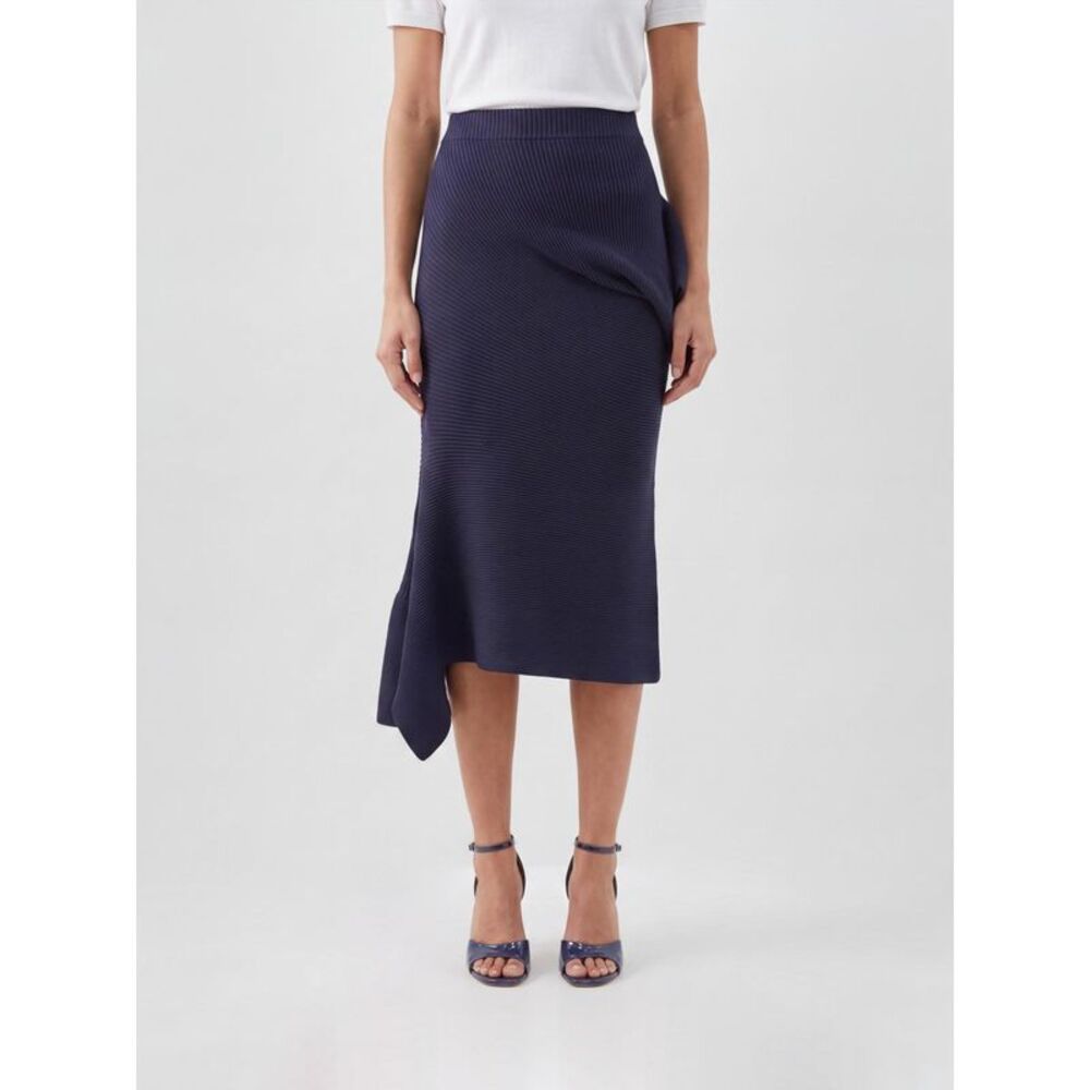 Issey Miyake Asymmetric Hem Criªpe Pencil Midi Skirt